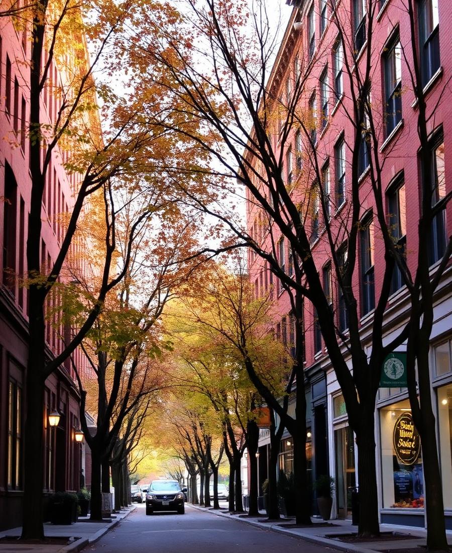 Historic brick buildings and shopfronts in Portland's Northwest District